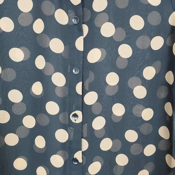 A Pea in the Pod Maternity Black/Tan Polka Dot Chiffon Button Front Blouse S - Picture 2 of 4